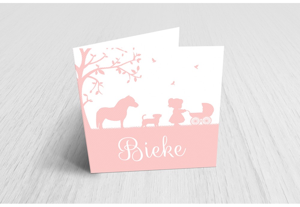 Meisje met kinderwagen